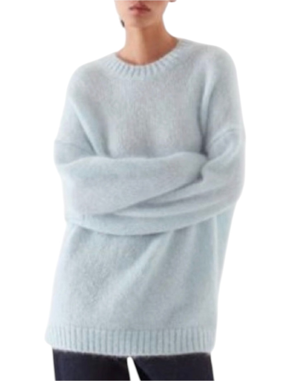 COS Mohair Wool Oversized Jumper M Light Blue Crewneck Cozy Sweater Minimalist - Picture 1 of 13